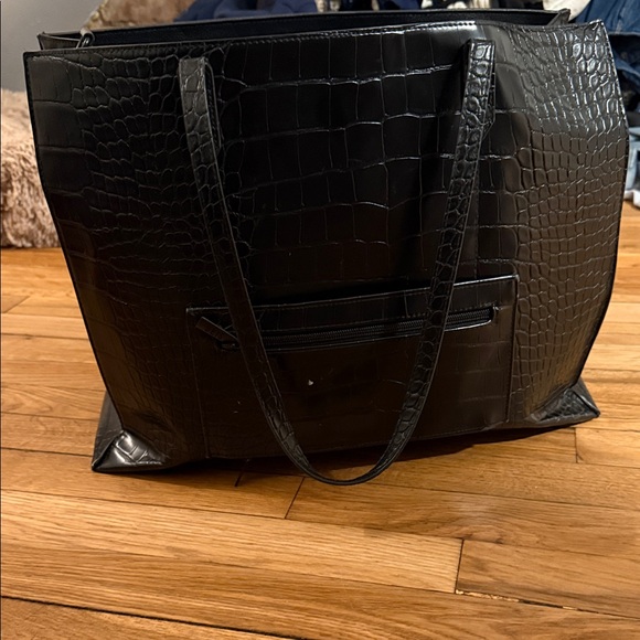 BEIS Black Crocodile-Embossed Tote - Picture 2 of 3